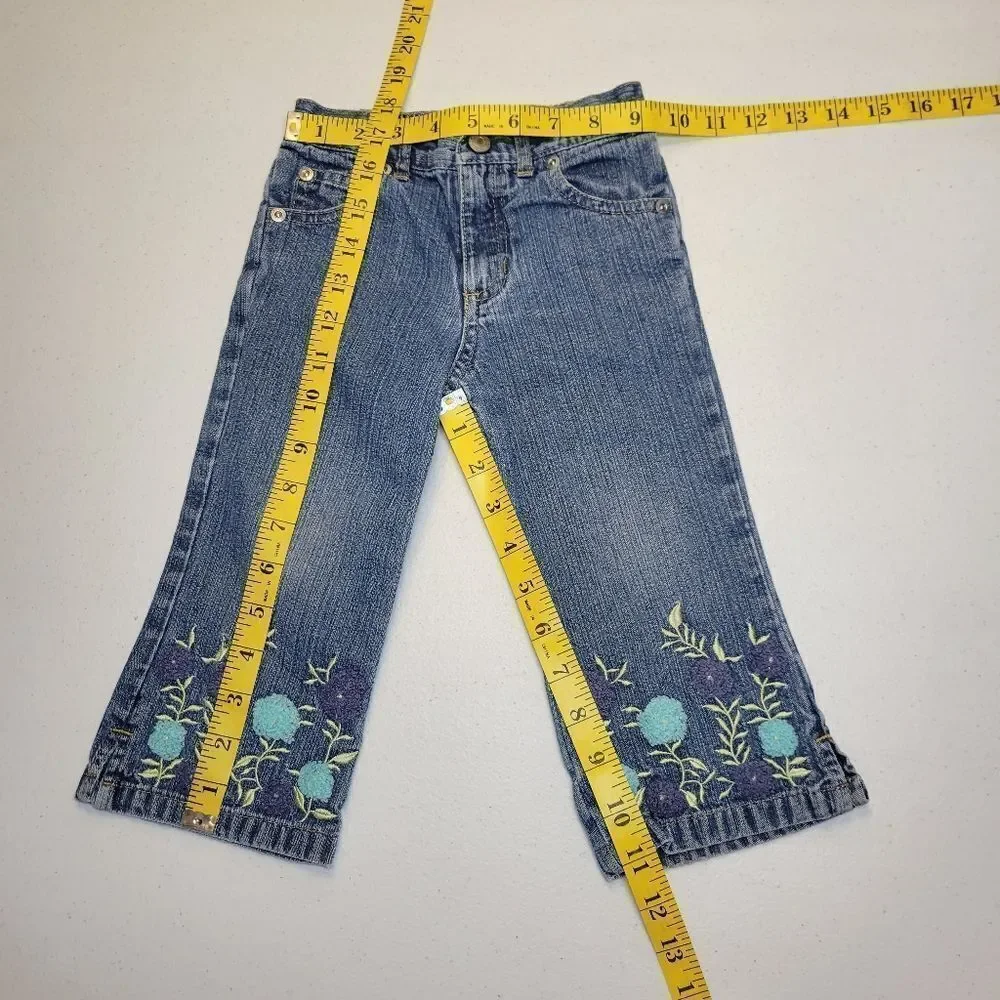 Old Navy + Children's Place Y2K Girls Denim Jeans with Embroidered Design Lot